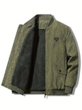 kkboxly  Warm Fleece Corduroy Jacket, Men's Casual Flap Pocket Chic Jacket Coat For Fall Winter