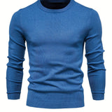 kkboxly Men's Solid Color Crew Neck Slim Fit Knit Sweater