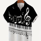 kkboxly  Stylish Men's Musical Note Printed Casual Shirt - Perfect for Parties and Streetwear