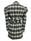 kkboxly  Plaid Print Bow Tie Blazer, Elegant Long Sleeve Lapel Outerwear, Women's Clothing