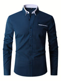 kkboxly  Men's Formal Classic Design Button Up Shirt, Male Clothes For Spring And Fall Business Occasion