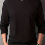 kkboxly  Men's Casual Comfy Solid Long Sleeve T-Shirt, Men's Clothes For Spring Summer Autumn, Tops For Men