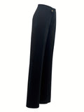 kkboxly  Straight Leg Pants, Solid Pants For Spring & Fall, Women's Clothing