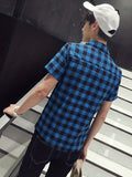 kkboxly  Classic Men's Casual Plaid Short Sleeve Shirt With, Men's Shirt For Summer, Tops For Men