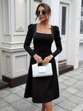 kkboxly  Beaded Decor Long Sleeve Dress, Elegant A-line Dress For Spring & Fall, Women's Clothing