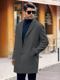 kkboxly Plus Size Men's Solid Midi Jacket For Fall Winter, Men's Clothing