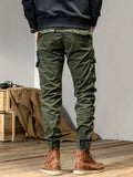 dunnmall  kkboxly  Trendy Solid  Cargo Cotton Blend Pants, Men's Multi Flap Pocket Trousers, Loose Casual Outdoor Pants, Men's Work Pants Outdoors Streetwear Hip Hop Style
