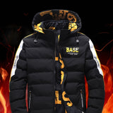 Men's Casual Printed Reversible Padded Coat, Chic Warm Hooded Jacket With Zipper Pockets For Fall Winter