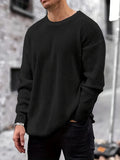 kkboxly  All Match Knitted Sweater, Men's Casual Warm Mid Stretch Round Neck Pullover Sweater For Fall Winter