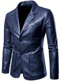 kkboxly  Men's Leather Lapel Zipper Up Cool Trendy Jacket For Autumn Winter Wear