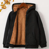 kkboxly  Boys Casual Textured Non Stretch Hooded Fleece Lining Zip Up Jacket, Kids Clothing For Spring Fall
