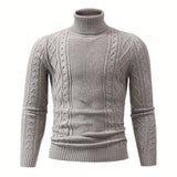 kkboxly  Men's Plain Turtleneck Sweater, Trendy High Stretch Fashion Comfy Thermal Tops