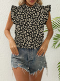 kkboxly  Ruffle Trim Stand Collar Blouse, Casual Top For Summer & Spring, Women's Clothing