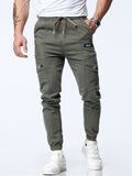kkboxly  Men's Casual Waist Drawstring Joggers, Chic Stretch Tapered Sports Pants