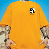 kkboxly  Plus Size Men's Casual Graphic Tees For Summer, "Cute Panda" Print Crew Neck Oversized T-shirts, Trendy Chic Outfit Men's Clothings