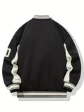 Men's Letter Embroidery Varsity Jackets, Baseball Collar Jacket Coat For School