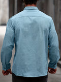 kkboxly  Men's Basic Casual Lapel Long Sleeve Pocket Shirt (Without Tee)