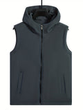 kkboxly  Men's Warm Fleece Hooded Vest For Fall Winter Outdoor Activities