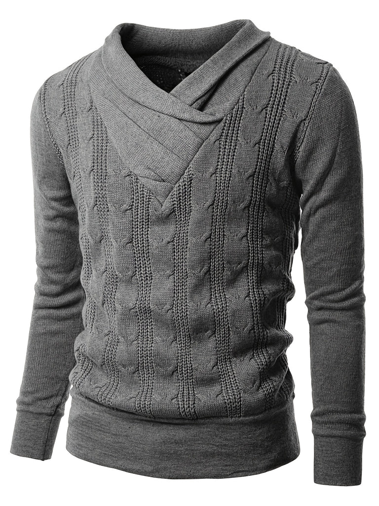kkboxly  Men's Solid Color V Neck Long Sleeve Sweater, Male Pullover High Stretch Top Outdoor