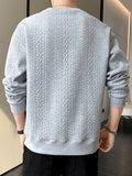 kkboxly  Men's Simple Textured Crew Neck Long Sleeve Pullover Sweatshirt