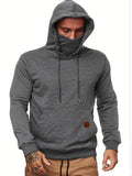 kkboxly  Men's Hoodie, Face Cover Casual Drawstring Hooded Sweatshirt With Multicolor