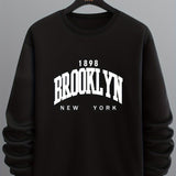 Brooklyn Print, Men’s Pullover Sweatshirt, Casual Crew Neck Jumper For Spring Fall, Moisture Wicking And Breathable Sweater, As Gifts