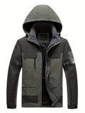 kkboxly  Men's Casual Waterproof Windbreaker Jacket Hooded Coat Regular Fit Coat For Spring Autumn Outdoors Hiking Fishing