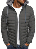 kkboxly  Men's Cotton-padded Jacket Coat, Winter Zipper Slim Fit Lightweight Hooded Jacket