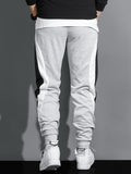 kkboxly  Men's Color Block Joggers, Casual Stretch Waist Drawstring Sweatpants Track Pants