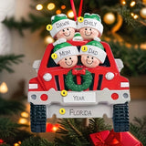 Christmas Family Car Resin Ornament - Festive Garden & Home Decor Hanging Charm
