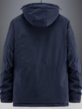 kkboxly Warm Fleece Windbreaker Hooded Jacket, Men's Casual Zip Up Jacket Coat For Fall Winter Outdoor Activities