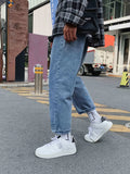 kkboxly  Men's Loose Fit Straight Leg Jeans, Street Style Denim Pants With Pockets