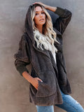 kkboxly  Hooded Teddy Coat, Casual Long Sleeve Winter Warm Outerwear, Women's Clothing