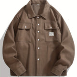 kkboxly  Solid Jackets For Men Dual Pockets Button Up Lapel Stylish Coat Jackets For Men