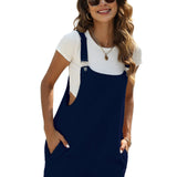 kkboxly  Solid Cami Jumpsuit, Casual Sleeveless Comfy Short Length Jumpsuit With Pockets, Women's Clothing