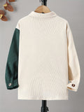 Kids Boys Color Block Corduroy Shirts Long Sleeve Button Down Tops Spring Fall Outwear Shirts Jacket Clothes