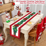 Festive Santa Claus Christmas Table Runner - Red and Black Plaid Holiday Dining Decor, Polyester Woven Christmas Table Decoration