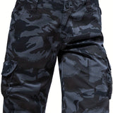 kkboxly Men's Street Style Outfit: Camo Pattern Cargo Shorts With Pockets - Look Stylish & Trendy!