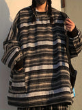kkboxly  Striped Drop Shoulder Sweatshirt, Casual Crew Neck Long Sleeve Pullover, Women's Clothing