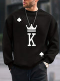 kkboxly  The King Print Trendy Sweatshirt, Men's Casual Graphic Design Crew Neck Pullover Sweatshirt For Men Fall Winter