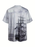 kkboxly  Plus Size Men's Fishing Boat At Dawn T-Shirt Creative 3D Print T-Shirt Men Graphic Tee Men,