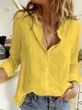 kkboxly   Long Sleeve Linen Shirt, Casual Button Up Shirt For Spring & Fall, Women's Clothing
