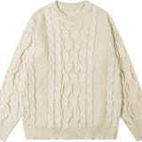 kkboxly  YWFG All Match Knitted Solid Cable Sweater, Men's Casual Warm Slightly Stretch Crew Neck Pullover Sweater For Fall Winter