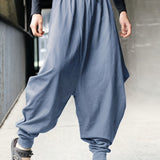 kkboxly kkboxly  Men's Solid Cotton Harem Pants, Casual Streetwear Loose Pants For Outdoor