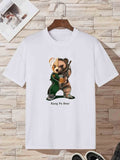 kkboxly  'Kung Fu Bear' Print T Shirt, Tees For Men, Casual Short Sleeve Tshirt For Summer Spring Fall, Tops As Gifts