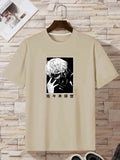 kkboxly  Anime Mask Boy Print T Shirt, Tees For Men, Casual Short Sleeve Tshirt For Summer Spring Fall, Tops As Gifts