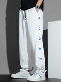 kkboxly  Men's Letter Print Joggers, Casual Stretch Tapered Sports Pants