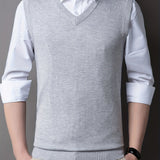 kkboxly  Casual Knitted Pullover, V-neck Sleeveless Thermal Jacket, Wool Vest, Men's Tank Top  For Autumn And Winter