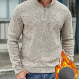 Men's Half Open Zipper Knitted Pullover Slim Fit Men's Small High Neck Thickened Long Sleeve Sweater, For Autumn And Winter