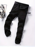 Classic Design Straight Leg Jeans For Business, Men's Semi-formal Denim Pants